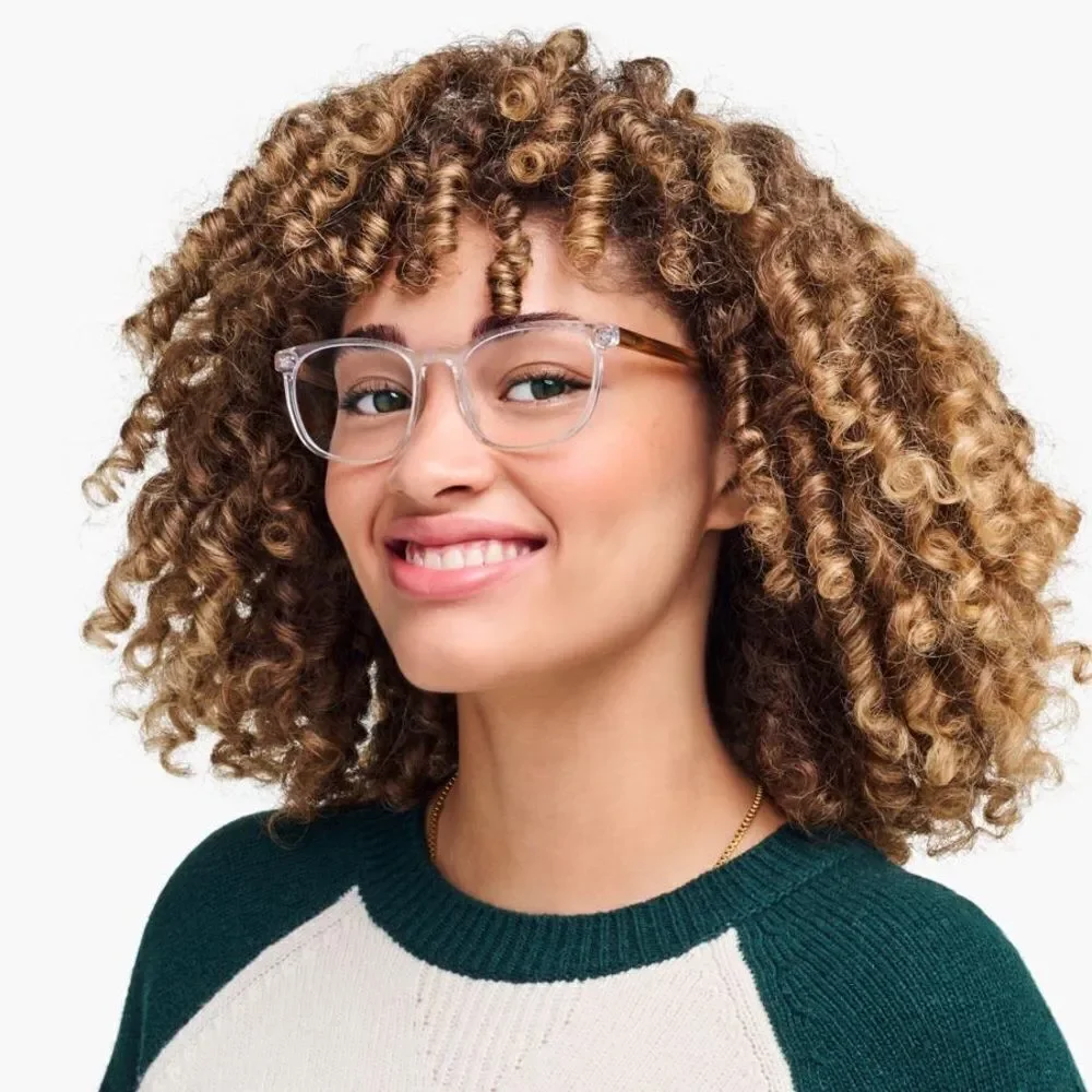 Warby Parker Bodie Crystal with English Oak Frame Prescription Glasses Unisex​
